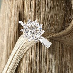 2 Pairs 2 Colors Flower Shaped Alloy Rhinestone Alligator Hair Clips&nbsp;PHAR-GO0001-05
