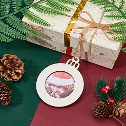 Flat Round Christmas Unfinished Wooden Mini Hanging Photo Frame for Children&nbsp;LS-HJEW-WH0036-122