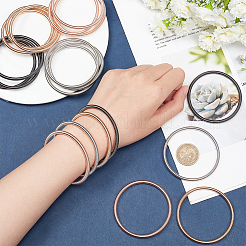 16Pcs 4 Colors Steel Wire Round Snake Chain Stretch Bracelets Set&nbsp;BJEW-BC0001-23