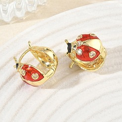 Brass Micro Pave Cubic Zirconia Hoop Earring&nbsp;KK-CBA98BA-09G-B