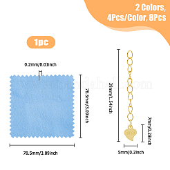 8Pcs 2 Color 925 Sterling Silver Extender Chains&nbsp;STER-FI0001-03
