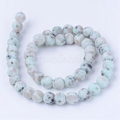 Natural Sesame Jasper/Kiwi Jasper Beads Strands&nbsp;G-Q462-8mm-17