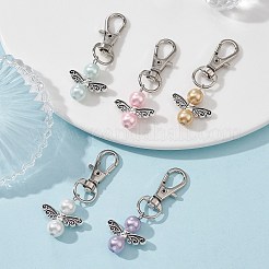 Angel Alloy & Glass Pearl Beads Pendants Decorations&nbsp;HJEW-JM01293