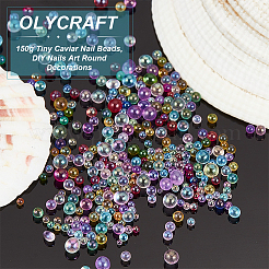 150G 15 Styles AB Color Plated 3D Nail Art Glass Mini Ball Beads&nbsp;MRMJ-OC0003-95