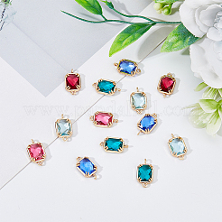 20Pcs 5 Colors Brass Glass Connector Charms&nbsp;GLAA-DC0001-14