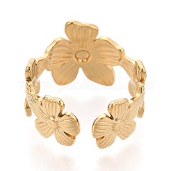 Adjustable Ion Plating(IP) 304 Stainless Steel Cuff Rings for Women&nbsp;RJEW-N052-05G
