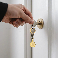 4Pcs Flat Round Zinc Alloy Coin Holder Keychains&nbsp;KEYC-FG0001-26B-G