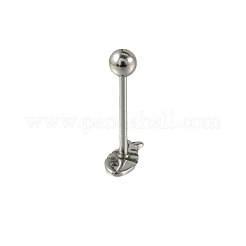 304 Stainless Steel Fish Bone Straight Barbell 15 Gauge Piercing Tongue Rings for Women Men&nbsp;FS-WG89F3B-01
