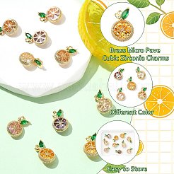 10Pcs 5 Colors Brass Micro Pave Cubic Zirconia Charms&nbsp;KK-CJ0004-08