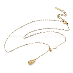 304 Stainless Steel Teardrop Pendant Tassel Lariat Necklaces&nbsp;NJEW-C114-02G