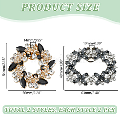 4Pcs 2 Styles Flower Brass Rhinestone Shoe Decorations&nbsp;AJEW-GA0006-94A