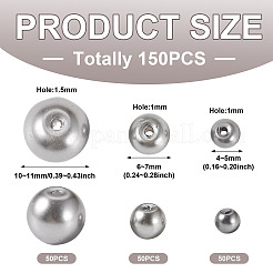 150Pcs 3 Styles Baking Paint Pearlized Glass Pearl Round Beads&nbsp;HY-TADJ0001-01B