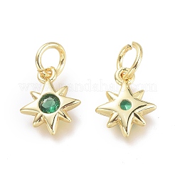 Brass Micro Pave Cubic Zirconia Pendants&nbsp;KK-P188-H01-G