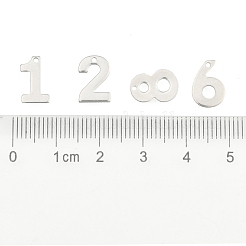 Tarnish Resistant 201 Stainless Steel Number Charms&nbsp;STAS-S035-M