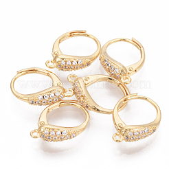 Brass Cubic Zirconia Leverback Earring Findings&nbsp;KK-S340-45G