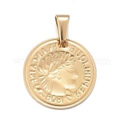 304 Stainless Steel Coin Pendants&nbsp;STAS-F252-25G