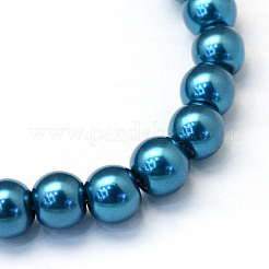 Baking Paint Pearlized Glass Pearl Round Bead Strands&nbsp;X-HY-Q003-6mm-06