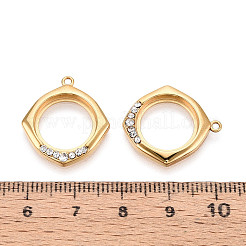 304 Stainless Steel and Crystal Rhinestone Rhombus Pendants&nbsp;STAS-T072-64G