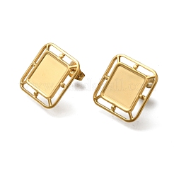 Ion Plating(IP) 304 Stainless Steel Square Stud Earrings for Women&nbsp;EJEW-M028-05G