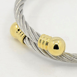 Trendy Men 304 Stainless Steel Torque Bangles&nbsp;BJEW-L087-02