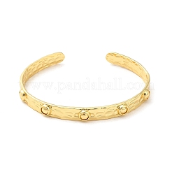 Rack Plating Brass Flat Round Hammered Open Cuff Bangle for Women&nbsp;BJEW-M231-01G