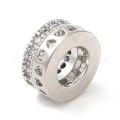 Brass Micro Pave Cubic Zirconia European Beads&nbsp;KK-M248-03P