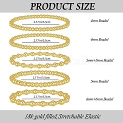 5Pcs Round Brass Beaded Stretch Bracelets for Women&nbsp;BJEW-SW00151