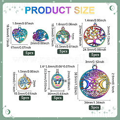 30Pcs 6 Styles Hollow Rainbow Color Alloy Pendants&nbsp;FIND-PH0027-91