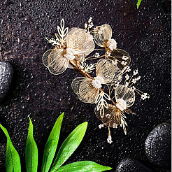 Alloy with Plastic Pearl Flower Alligator Hair Clips&nbsp;OHAR-WH20010-05G