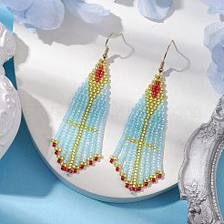 304 Stainless Steel with Glass Dangle Stud Earring&nbsp;EJEW-MZ00180-02