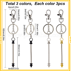 9Pcs 3 Colors Alloy Bullet Bar Beadable Keychain for Jewelry Making DIY Crafts&nbsp;KEYC-SC0001-10