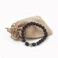 Natural Lava Rock Beads Stretch Bracelets&nbsp;BJEW-JB03850-04
