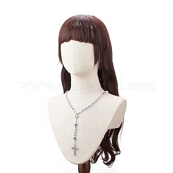 Glass Pearl & Acrylic Rosary Bead Necklace&nbsp;NJEW-TA00041-01