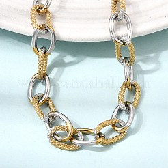 9MM Duo Tone 304 Stainless Steel Textured Cable Chain Necklaces for Women Men&nbsp;SA-CBA37BC-19GP