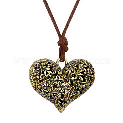 Alloy Hollow Flower Heart Pendant PU Leather Cord Long Necklaces for Women&nbsp;FS-WGBB05C-01
