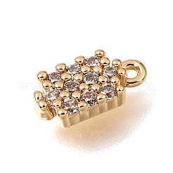 Brass Micro Pave Clear Cubic Zirconia Charms&nbsp;CU-K001-14G