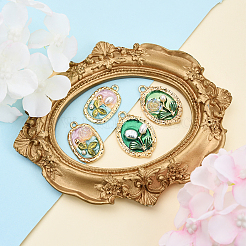 8Pcs 4 Styles Rack Plating Alloy Enamel Pendants&nbsp;ENAM-YW0004-61