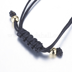 Adjustable Brass Braided Beaded Bracelets&nbsp;BJEW-F282-29G-RS