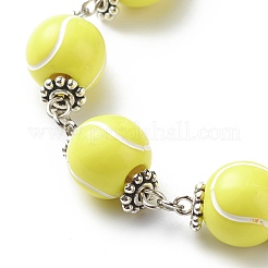 Sport Ball Theme Acrylic Round Beaded Bracelet&nbsp;BJEW-JB08660-03