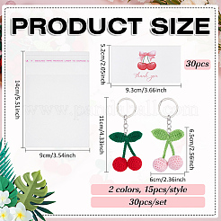 30Pcs 2 Colors Polyester Crochet Cherry Keychains&nbsp;KEYC-MA00012