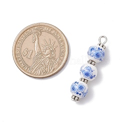 Handmade Flower Printed Porcelain Ceramic Pendants&nbsp;PALLOY-JF04452-02