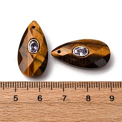 Natural Tiger Eye Pendants&nbsp;G-P586-01G-08