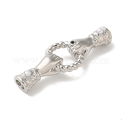 Rack Plating Brass Pave Black Cubic Zirconia Hands with Rings Links Connector Charms&nbsp;KK-A229-14P