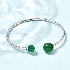304 Stainless Steel & Nautral Gemstone Torque Bangles&nbsp;BJEW-H644-10P