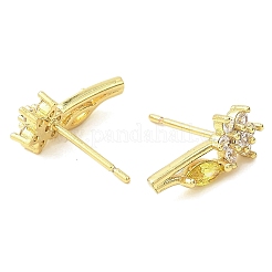Flower Real 18K Gold Plated Brass Stud Earrings&nbsp;EJEW-L270-08G
