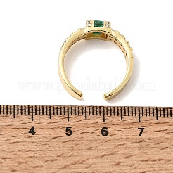 Brass Micro Pave Cubic Zirconia Cuff Open Rings for Women&nbsp;RJEW-L343-04G-02
