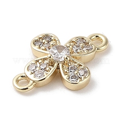 Brass Pave Clear Cubic Zirconia Connector Charms&nbsp;KK-G491-44G