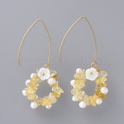 Chip Natural & Synthetic Gemstone Dangle Earrings&nbsp;EJEW-JE03977