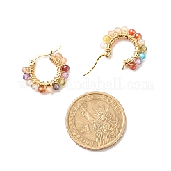 Cubic Zirconia Round Beads Braided Hoop Earrings&nbsp;EJEW-JE04868