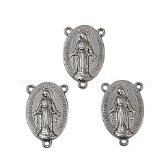 Holy Oval Carved Virgin Mary Tibetan Style Alloy Chandelier Component Links&nbsp;TIBEP-LF0961YKG-B-LF